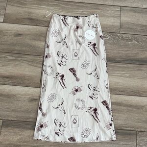 Bailey Rose White Maxi Skirt with Graphic Prints